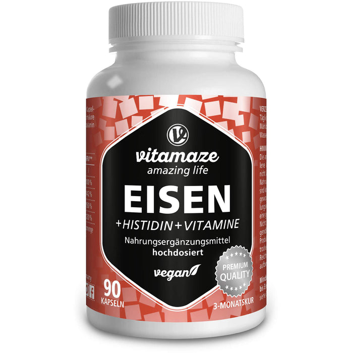 Eisen 20 mg + Histidin + Vitamine C B9 B12, 90 St KAP