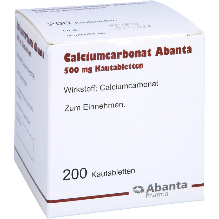 Calciumcarbonat Abanta 500 mg Kautabletten, 200 pcs. Tablets