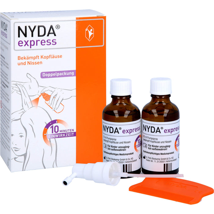 NYDA express bekämpft Kopfläuse und Nissen Pumplösung, 100 ml Solution