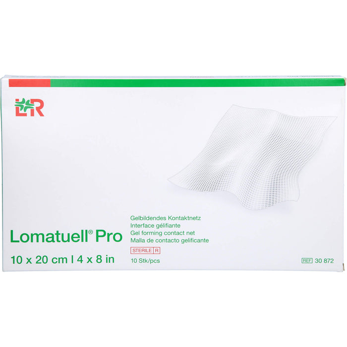 Lomatuell Pro 10 cm x 20 cm steril gelbildendes Kontaktnetz, 10 St. Verband