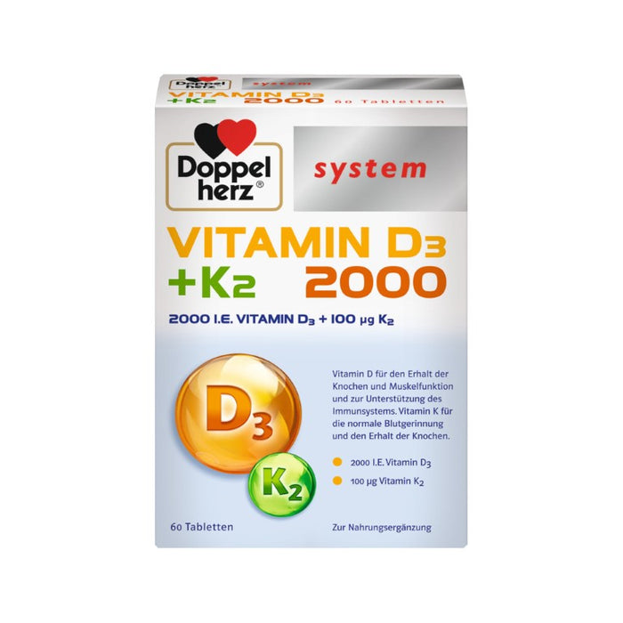 Doppelherz system Vitamin D3 + K2 2000 Tabletten, 60 pc Tablettes