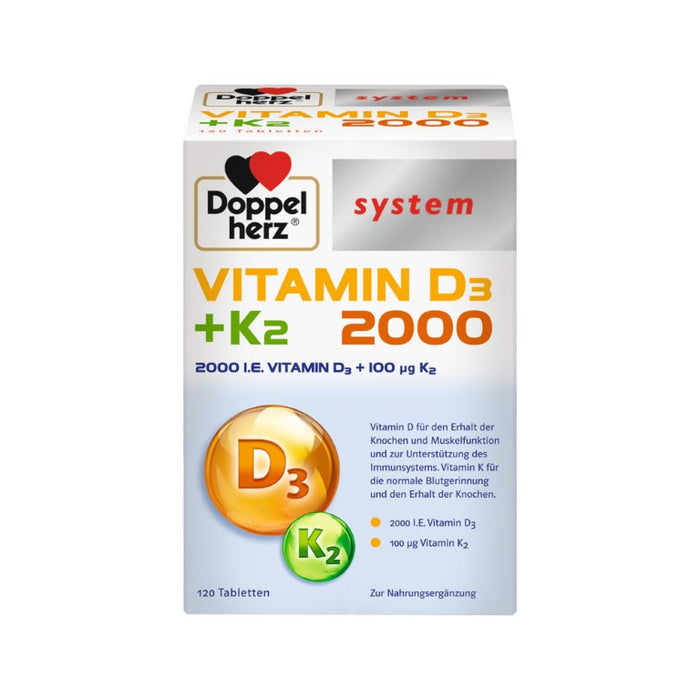 Doppelherz system Vitamin D3 + K2 2000 Tabletten, 120 pc Tablettes