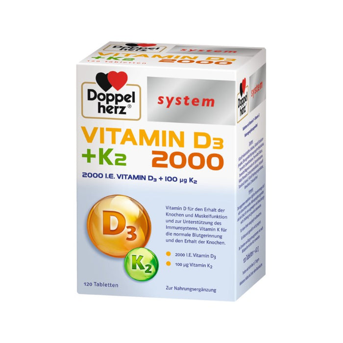 Doppelherz system Vitamin D3 + K2 2000 Tabletten, 120 pcs. Tablets