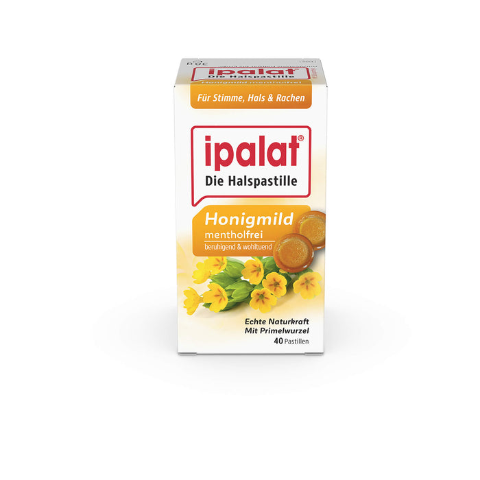 ipalat Halspastillen honigmild mentholfrei, 40 St. Pastillen