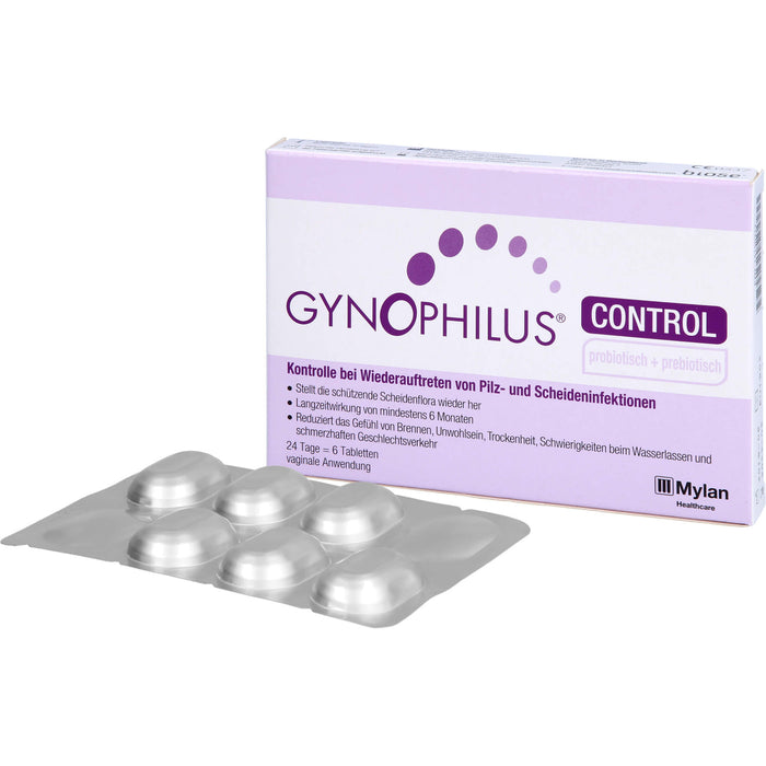 Gynophilus control Tabletten Kontrolle bei Wiederauftreten von Pilz- und Scheideninfektionen, 6 pcs. Tablets