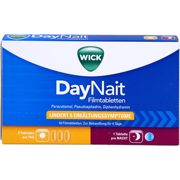 WICK DayNait Filmtabletten lindert 6 Erkältungssymptome, 16 pcs. Tablets