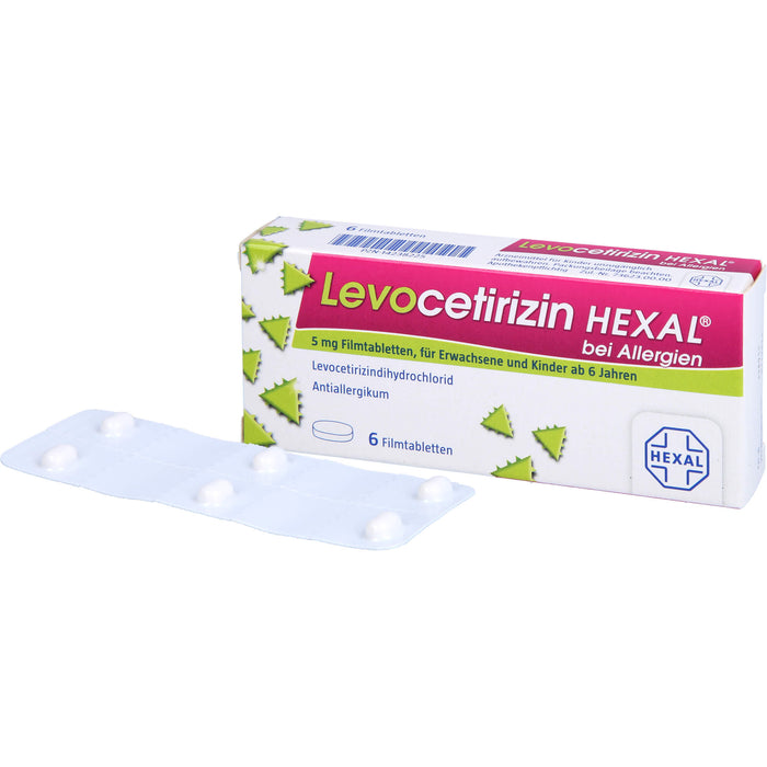 Levocetirizin HEXAL Filmtabletten bei Allergien, 6 pcs. Tablets