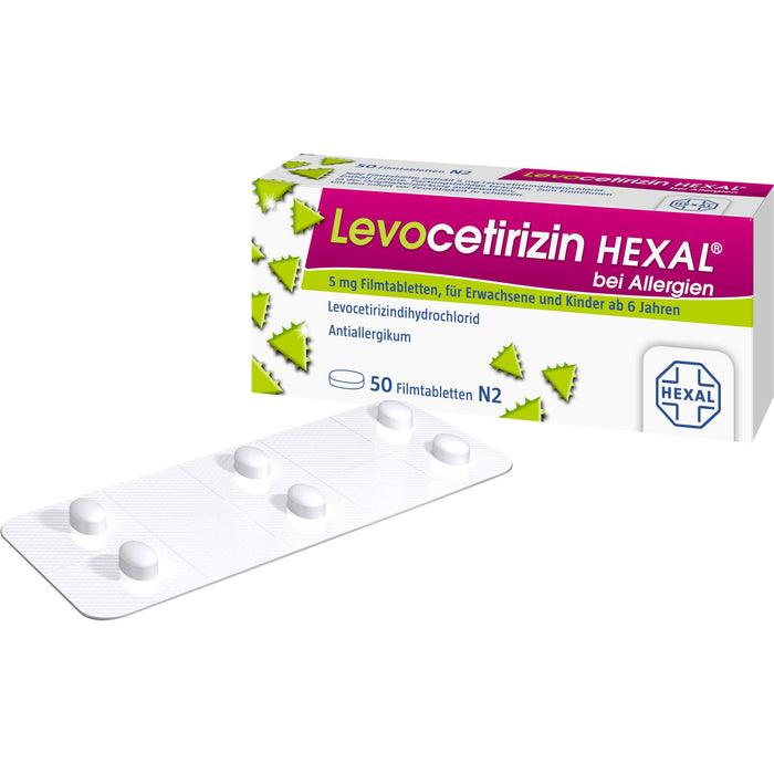 Levocetirizin HEXAL 5 mg Filmtabletten bei Allergien, 50 pcs. Tablets