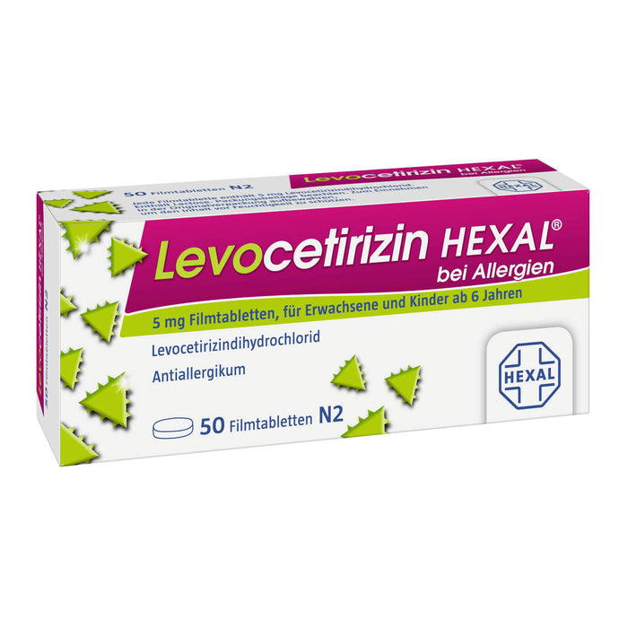 Levocetirizin HEXAL 5 mg Filmtabletten bei Allergien, 50 St. Tabletten