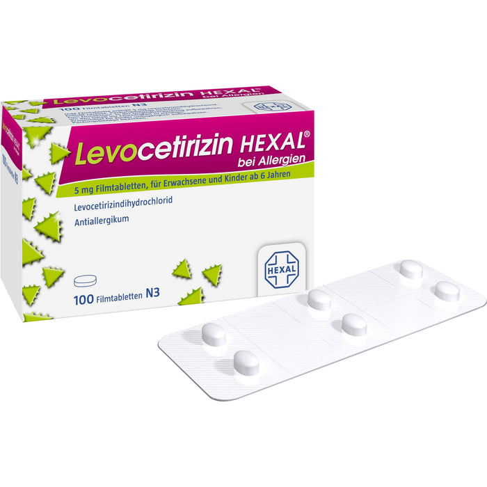 Levocetirizin HEXAL 5 mg Filmtabletten bei Allergien, 100 pcs. Tablets