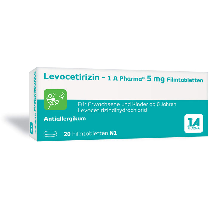 1 A Pharma Levocetirizin  5 mg Filmtabletten bei Allergien, 20 pc Tablettes