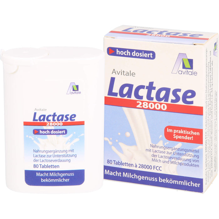 Avitale Lactase 28000 FCC Tabletten im Spender, 80 St. Tabletten