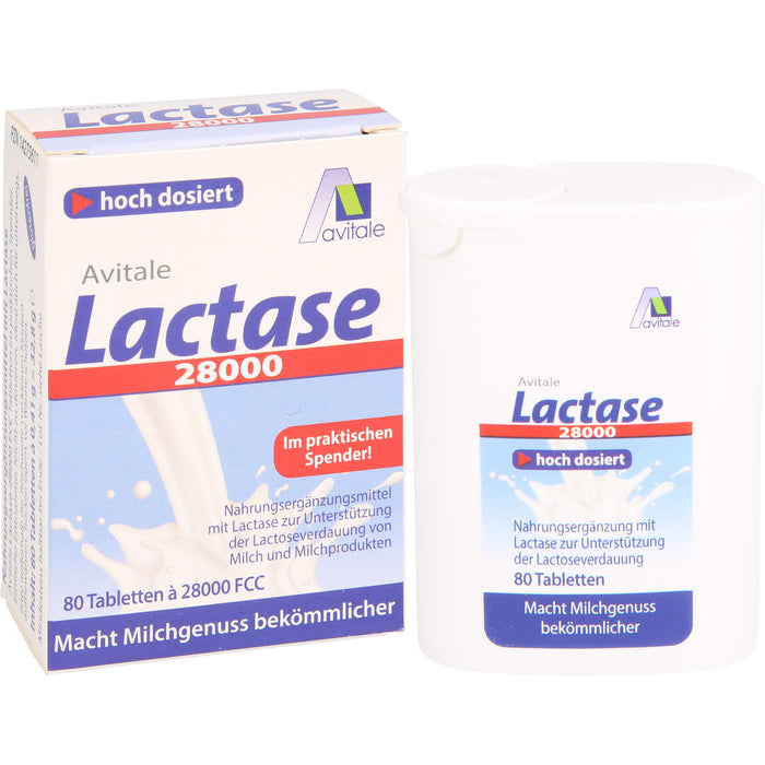 Avitale Lactase 28000 FCC Tabletten im Spender, 80 pc Tablettes