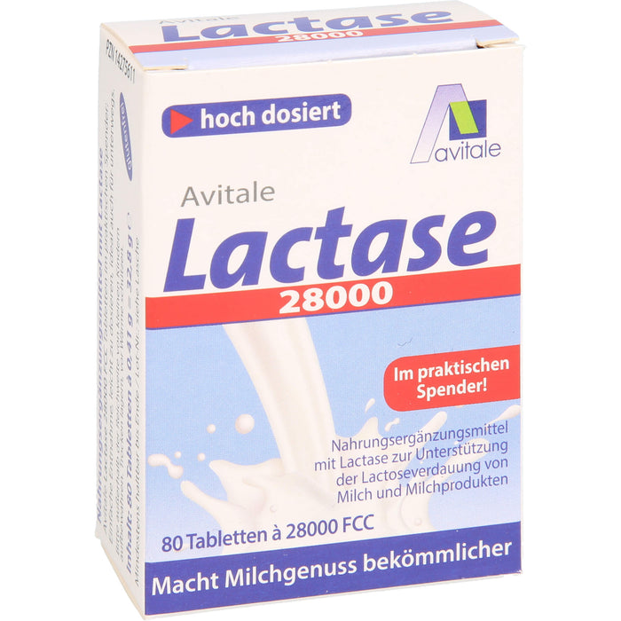 Avitale Lactase 28000 FCC Tabletten im Spender, 80 pc Tablettes