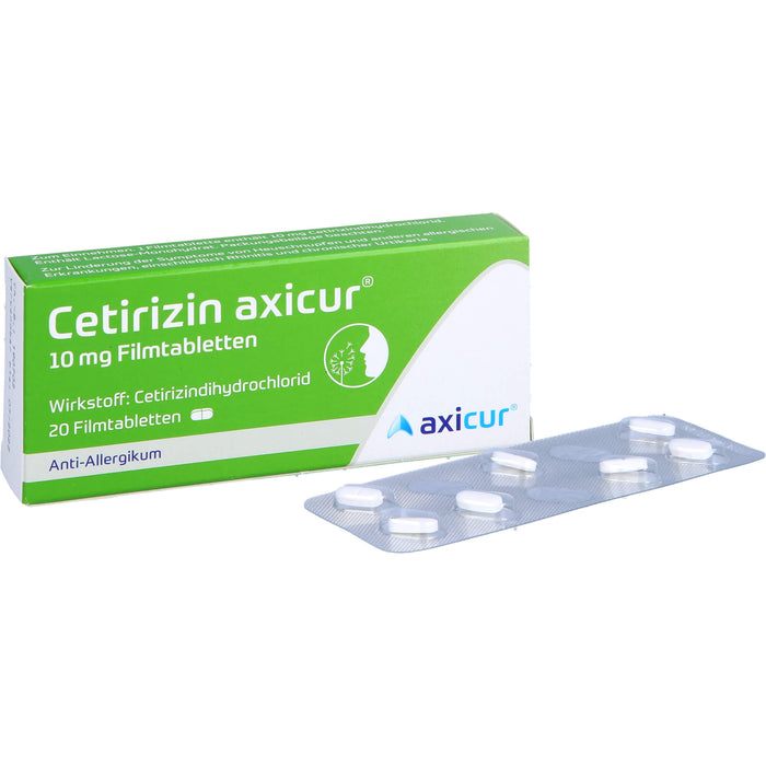 Axicur Cetirizin 10 mg Filmtabletten bei Allergien, 20 pcs. Tablets