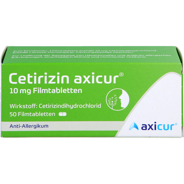 Cetirizin axicur 10 mg Filmtabletten Anti-Allergikum, 50 pcs. Tablets