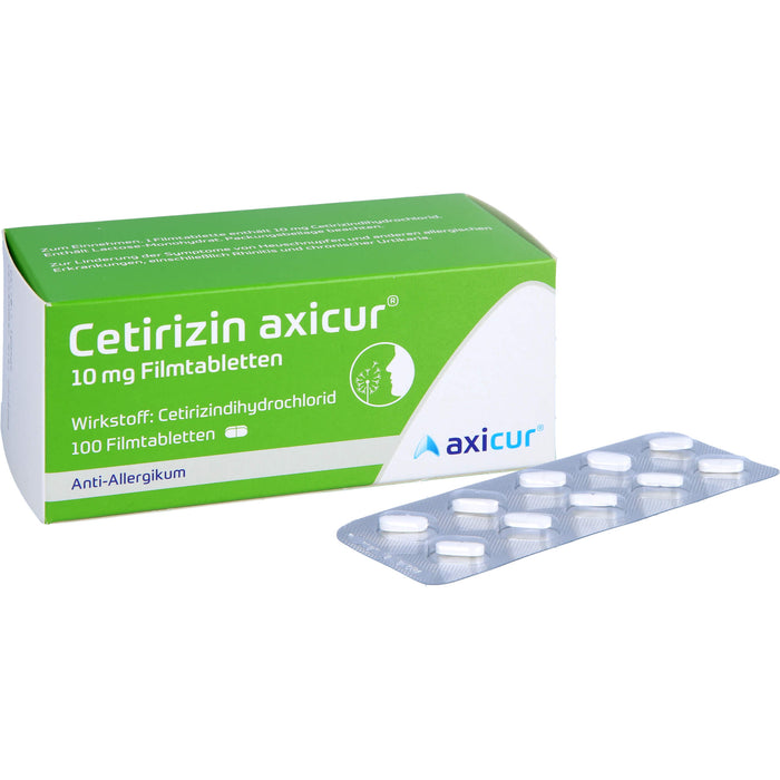 Cetirizin axicur 10 mg Filmtabletten Anti-Allergikum, 100 pcs. Tablets