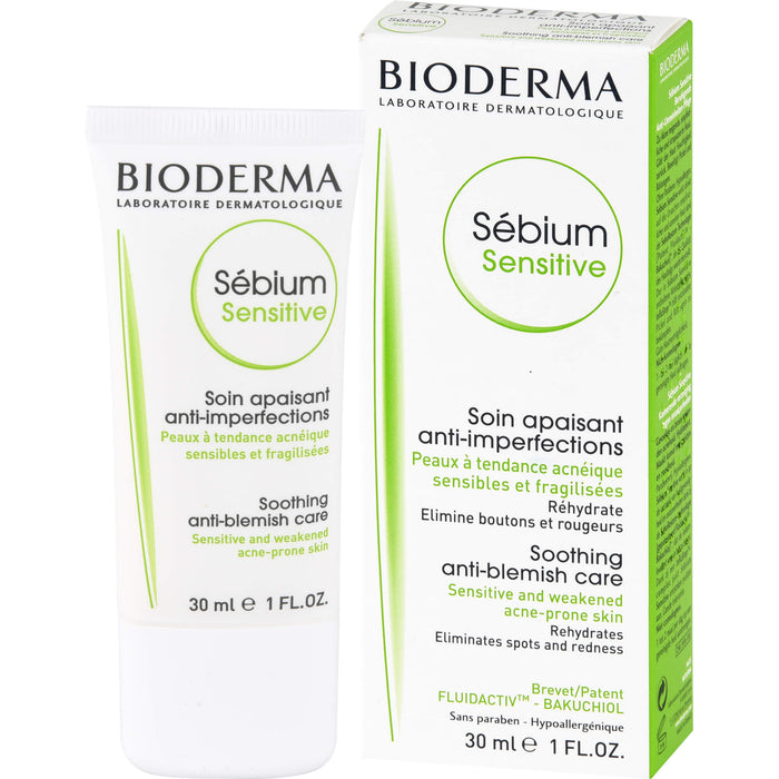 BIODERMA Sébium Sensitive beruhigende, feuchtigkeitsspendende Anti-Unreinheiten-Creme, 30 ml Cream