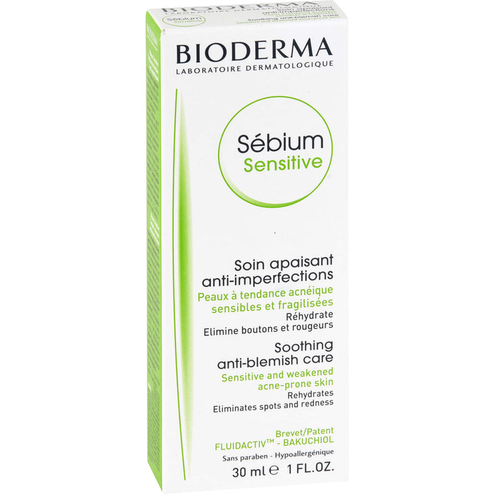 BIODERMA Sébium Sensitive beruhigende, feuchtigkeitsspendende Anti-Unreinheiten-Creme, 30 ml Crème