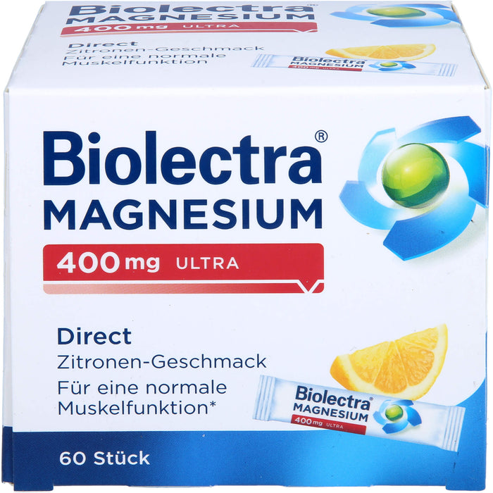 Biolectra Magnesium 400 mg ultra Direktgranulat Zitrone für eine normale Muskelfunktion, 60 pcs. Sachets