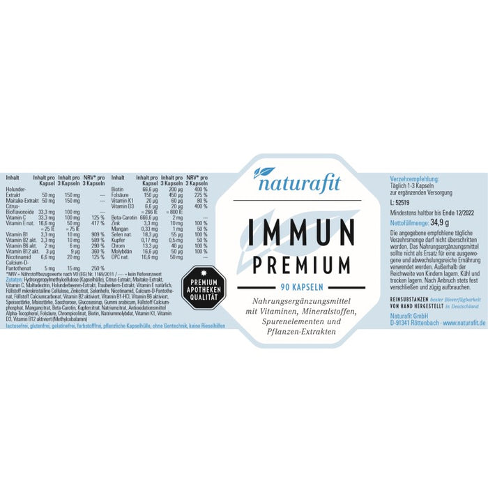 naturafit Immun Premium Kapseln, 90 pcs. Capsules