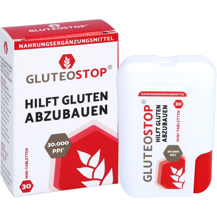 GluteoStop Minitabletten zur Unterstützung des Abbaus von Gluten in einer glutenarmen Ernährung, 30 pc Tablettes