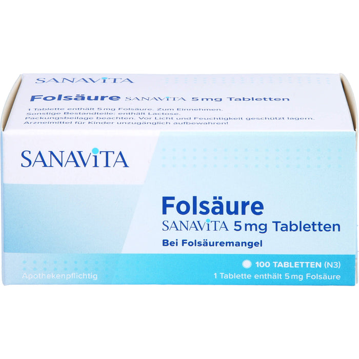 Folsäure Sanavita 5 mg Tabletten, 100 St. Tabletten