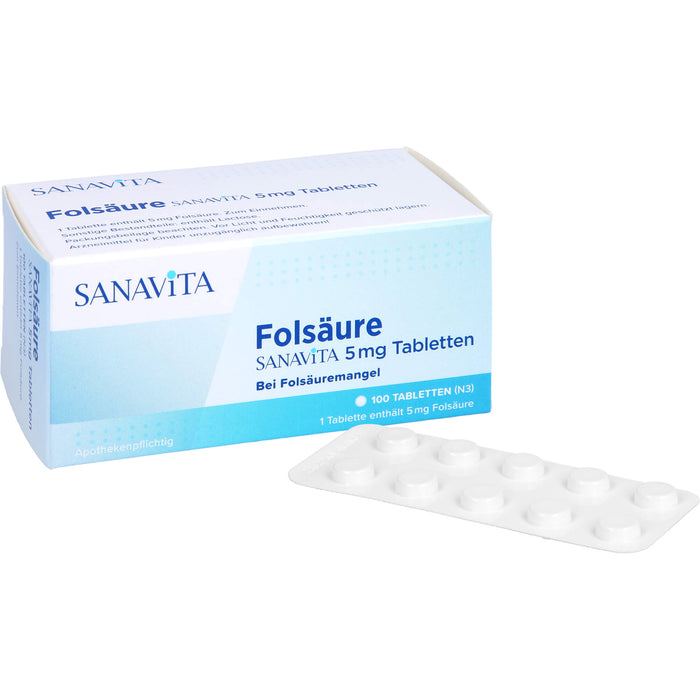 Folsäure Sanavita 5 mg Tabletten, 100 St. Tabletten