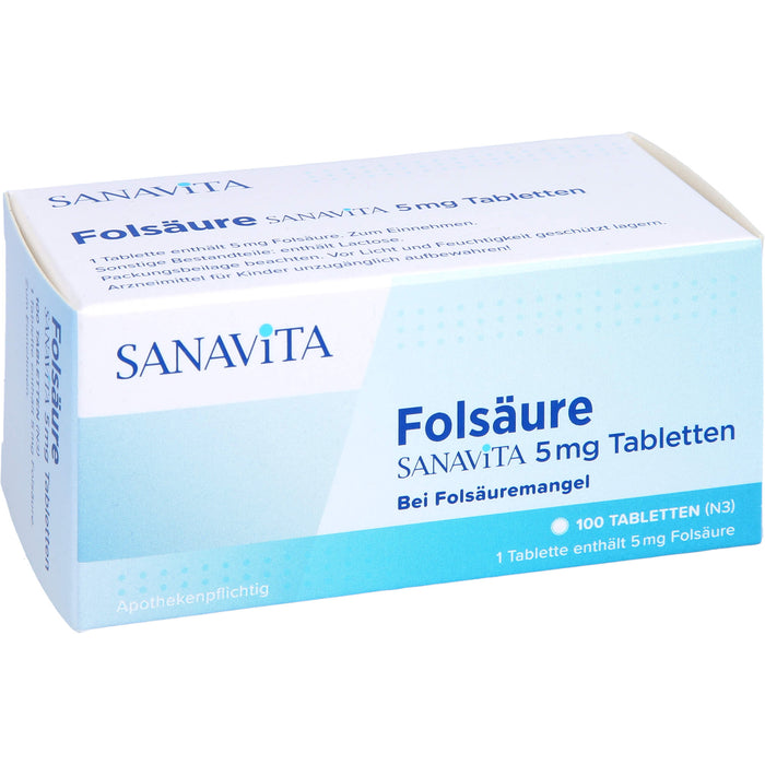 Folsäure Sanavita 5 mg Tabletten, 100 pc Tablettes