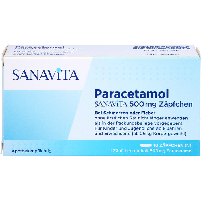 Paracetamol SANAVITA 500 mg Zäpfchen, 10 St. Zäpfchen