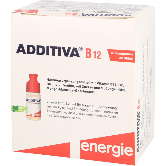 ADDITIVA Vitamin B 12 Trinkampullen mit Mango-Maracuja-Geschmack, 30 pc Ampoules