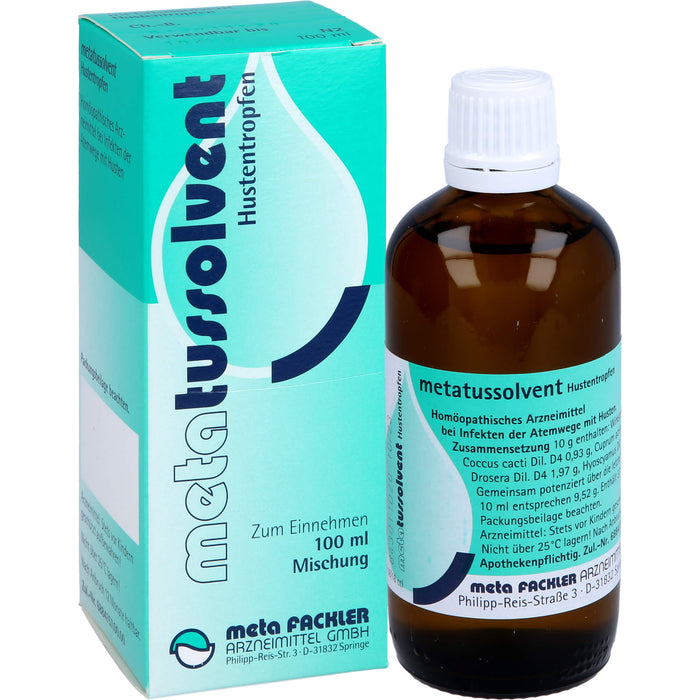 Metatussolvent Hustentropfen bei Infekten der oberen Atemwege mit Husten, 100 ml Solution