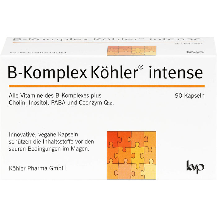 B-Komplex Köhler intense Kapseln schützt die Inhaltsstoffe vor den sauren Bedingungen im Magen, 90 St. Kapseln