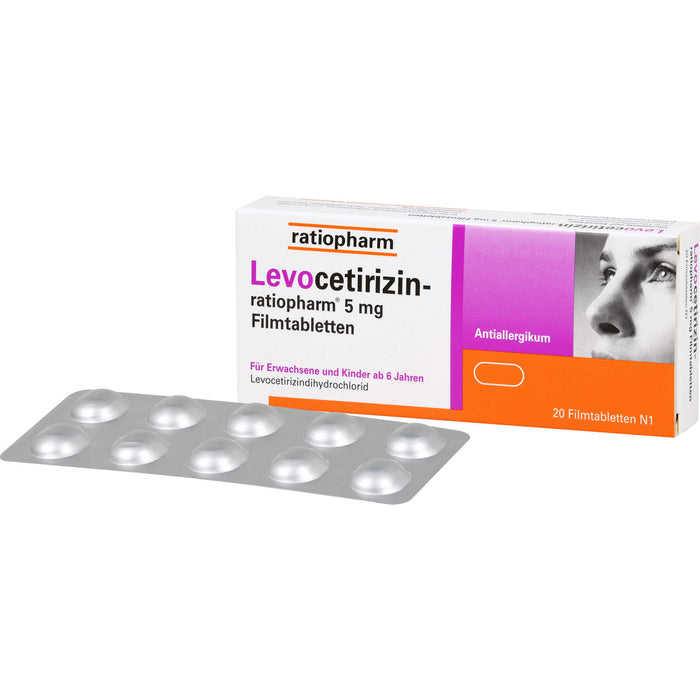 Levocetirizin-ratiopharm 5 mg Filmtabletten Antiallergikum, 20 St. Tabletten