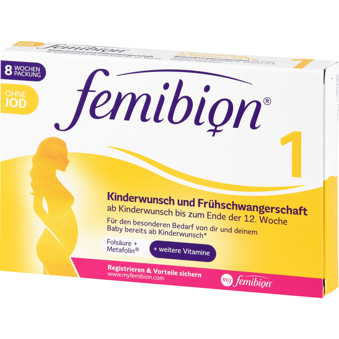 Femibion 1 Kinderwunsch und Frühschwangerschaft ohne Jod Tabletten, 60 pc Tablettes