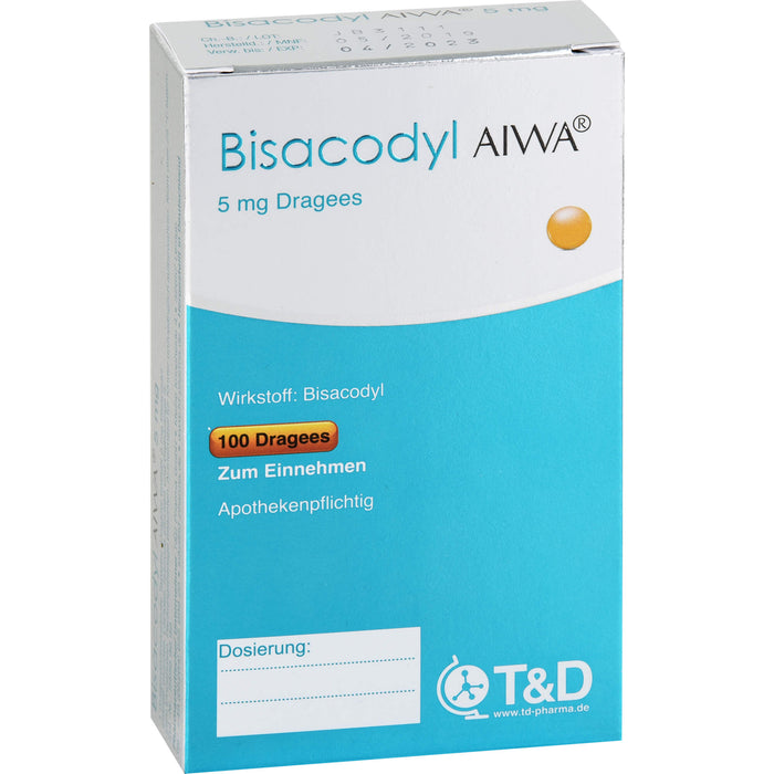 Bisacodyl AIWA 5 mg Dragees bei Verstopfungen, 100 pcs. Dragées