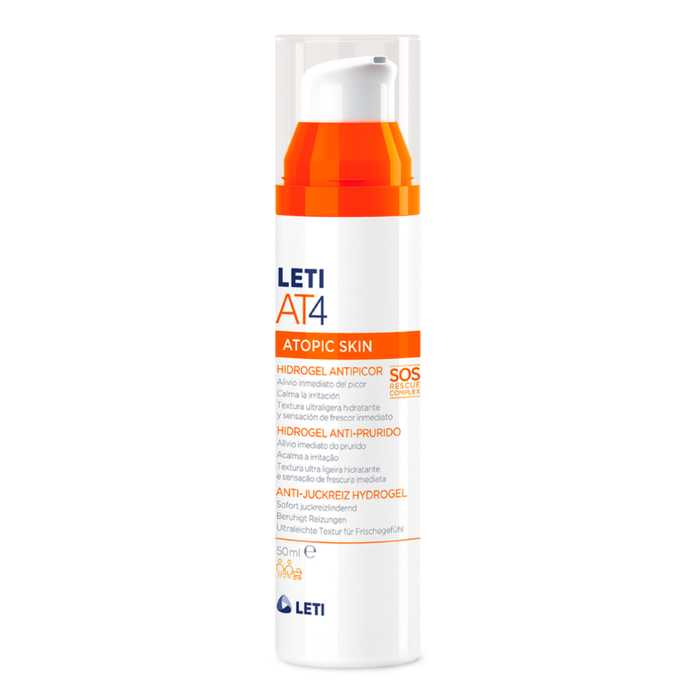 LETI AT4 Anti-Juckreiz Hydrogel - Beruhigender SOS-Helfer gegen quälenden Juckreiz bei trockener oder zu Neurodermitis neigender Haut, 50 ml Gel