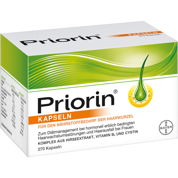 Priorin Kapseln bei hormonell erblich bedingten Haarwachstumsstörungen und Haarausfall bei Frauen, 270 pc Capsules