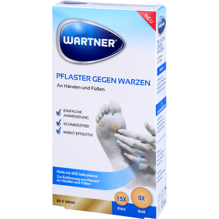 WARTNER Pflaster gegen Warzen an Händen und Füßen, 24 St. Pflaster