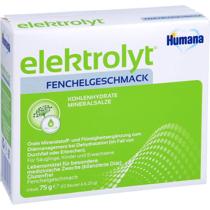 Humana elektrolyt Fenchelgeschmack Beutel, 75 g Powder