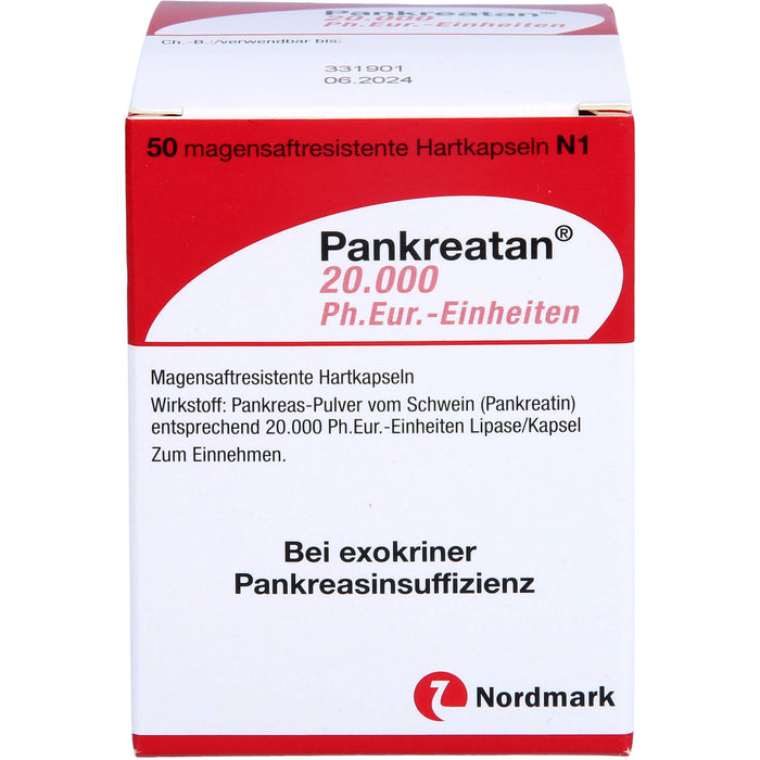 Pankreatan 20.000 Ph.Eur.-Einheiten, Magensaftresistente Hartkapseln, 50 St HKM