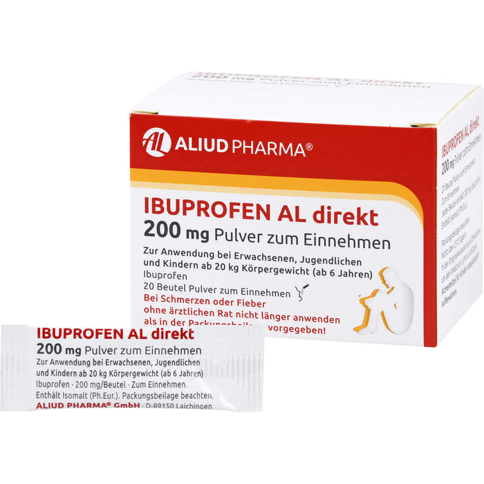 AL Ibuprofen direkt 200 mg Pulver bei Schmerzen und Fieber, 20 St. Pulver