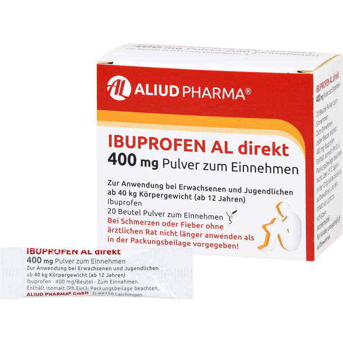 AL Ibuprofen direkt 400 mg Pulver bei Schmerzen und Fieber, 20 pcs. Powder