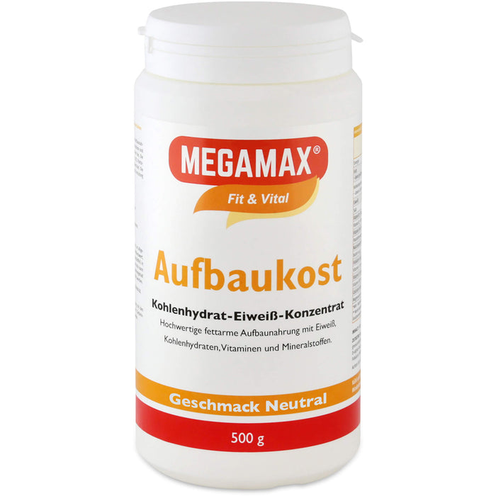 MEGAMAX Fit & Vital Aufbaukost Kohlenhydrat-Eiweiß-Konzentrat Geschmack Neutral, 500 g Powder