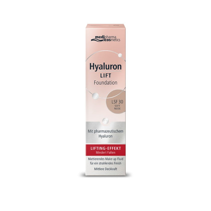 medipharma cosmetics Hyaluron Lift Foundation LSF30 soft nude mit Lifting-Effekt, 30 ml Cream