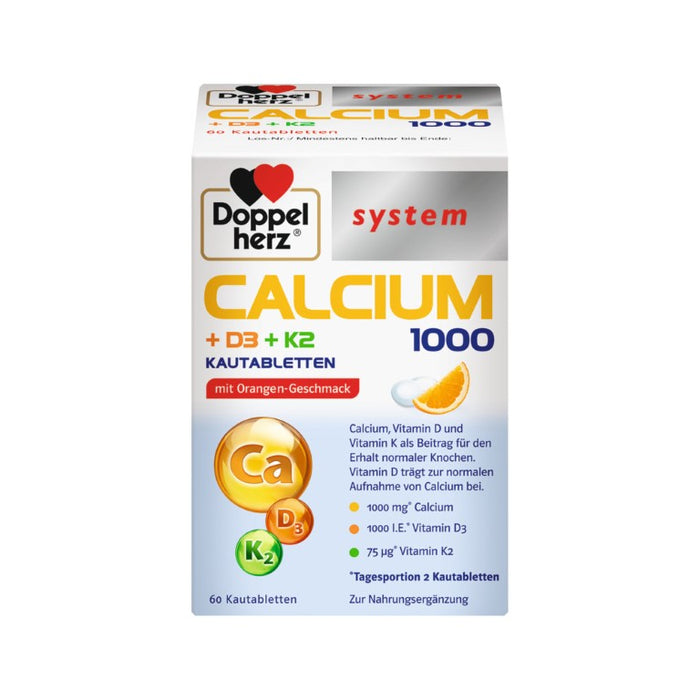 Doppelherz Calcium 1000+D3+K2 system, 60 pc Tablettes