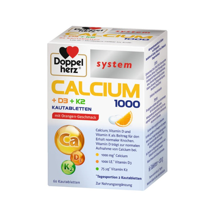 Doppelherz Calcium 1000+D3+K2 system, 60 St. Tabletten