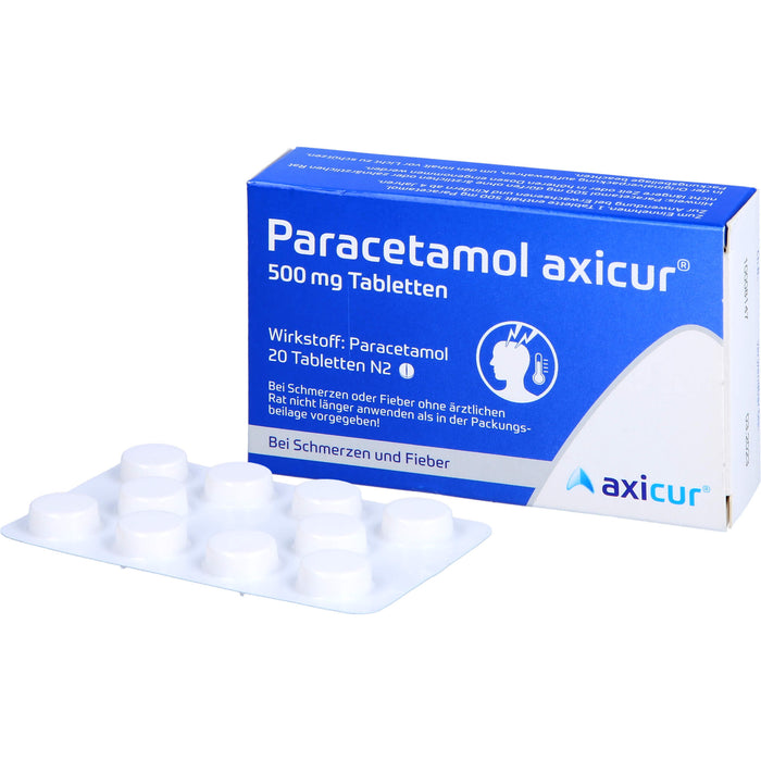 Paracetamol axicur 500 mg Tabletten Reimport axicorp, 20 pc Tablettes