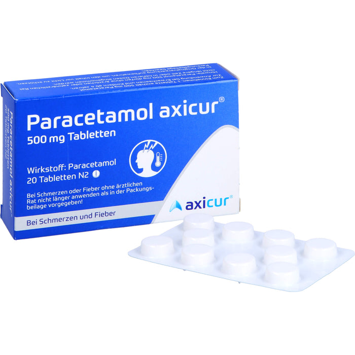 Paracetamol axicur 500 mg Tabletten Reimport axicorp, 20 pcs. Tablets