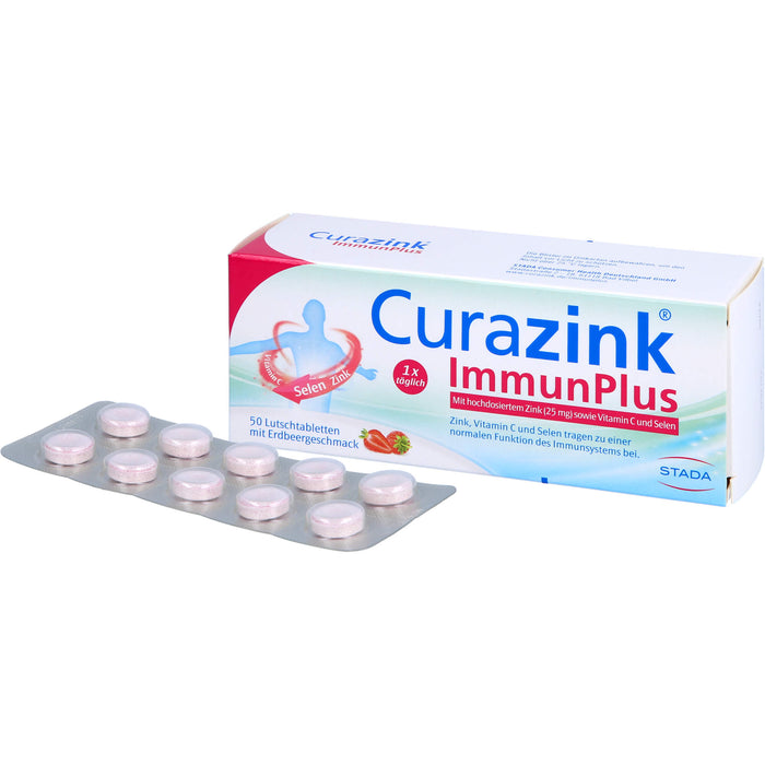 Curazink ImmunPlus Lutschtabletten mit Erdbeergeschmack, 50 pc Tablettes